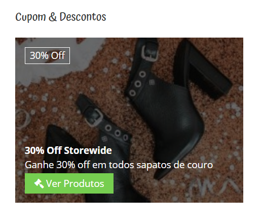 Ofereça cupons de ofertas e descontos na sua página.