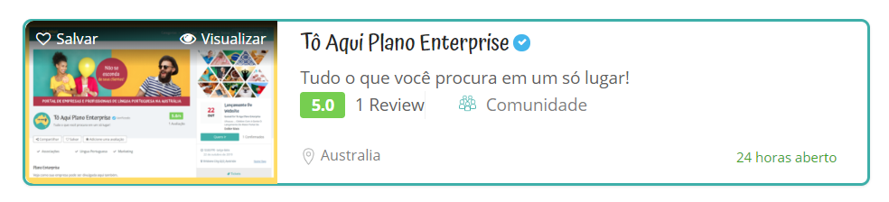 Veja como seu Enterprise - Pano completo para anunciar empresa na australianegócio pode aparecer nas páginas de pesquisa na Australia