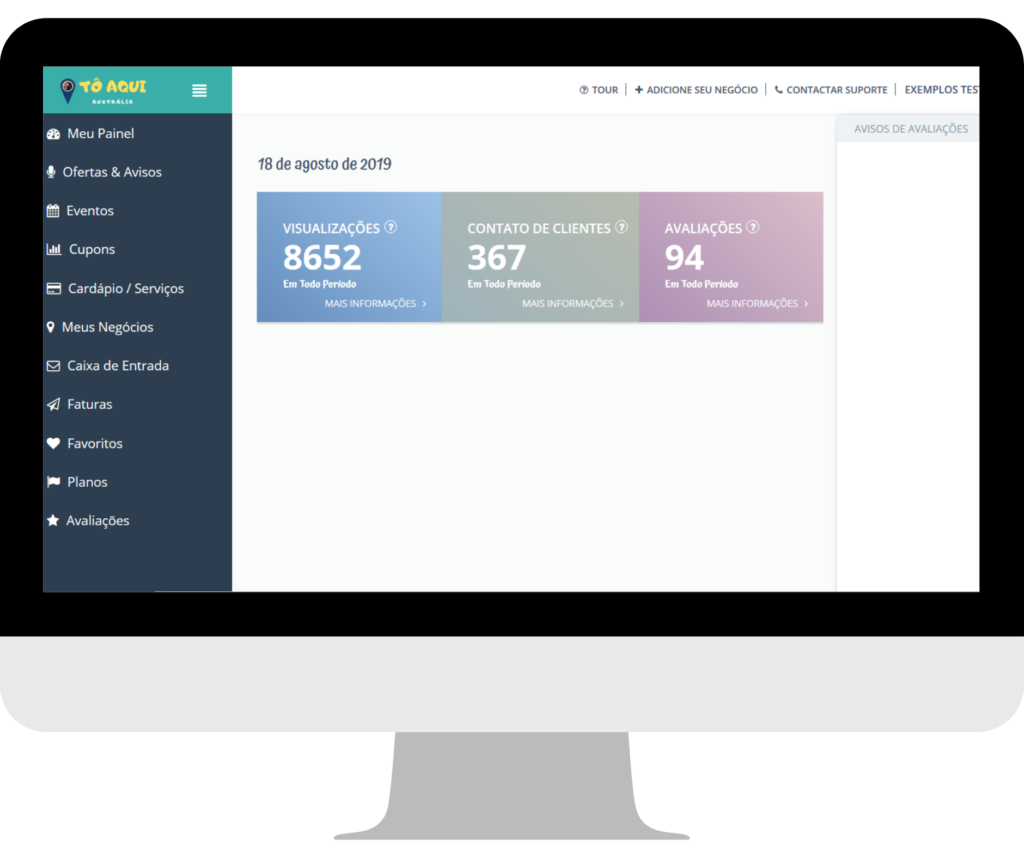 Painel de Controle para gerenciar páginas e anúncios de negócios