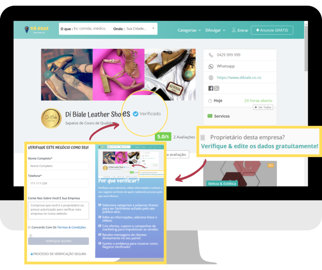 Veja como verificar a página de um negócio como sua.